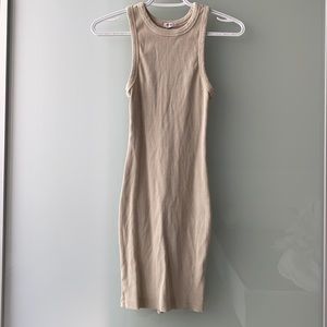 Garage Racerback Bodycon Mini Dress, Beige, Size XS